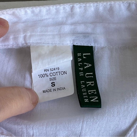 Lauren Ralph Lauren White Poet Boho Peasant Blouse Shirt Tunic Cover-up - Picture 7 of 11